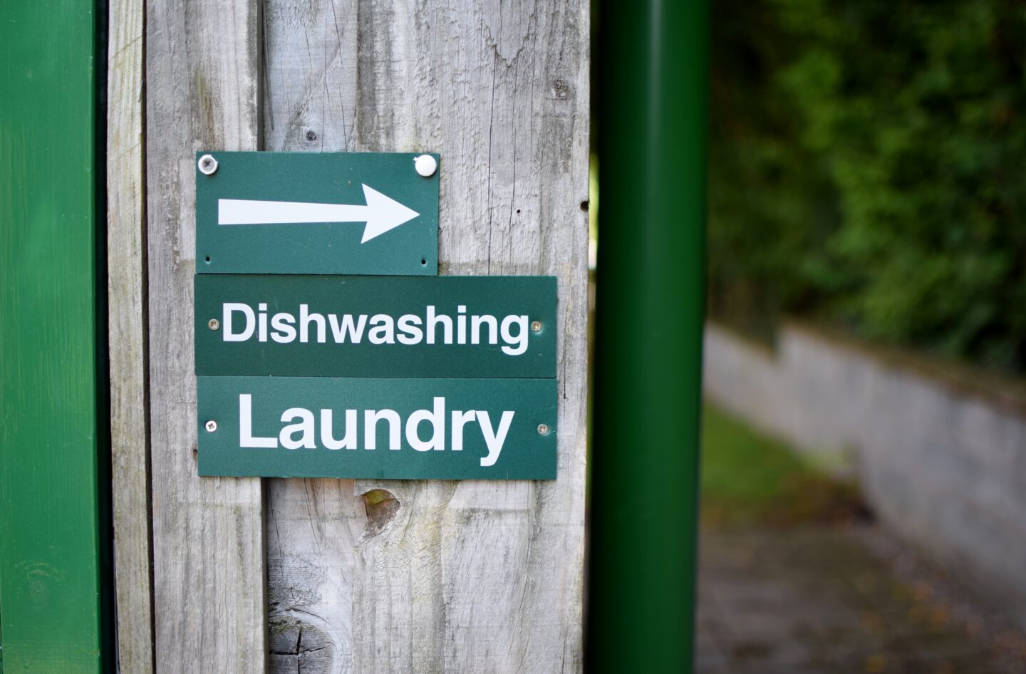 Dishwashing and laundry at Delamere campsite