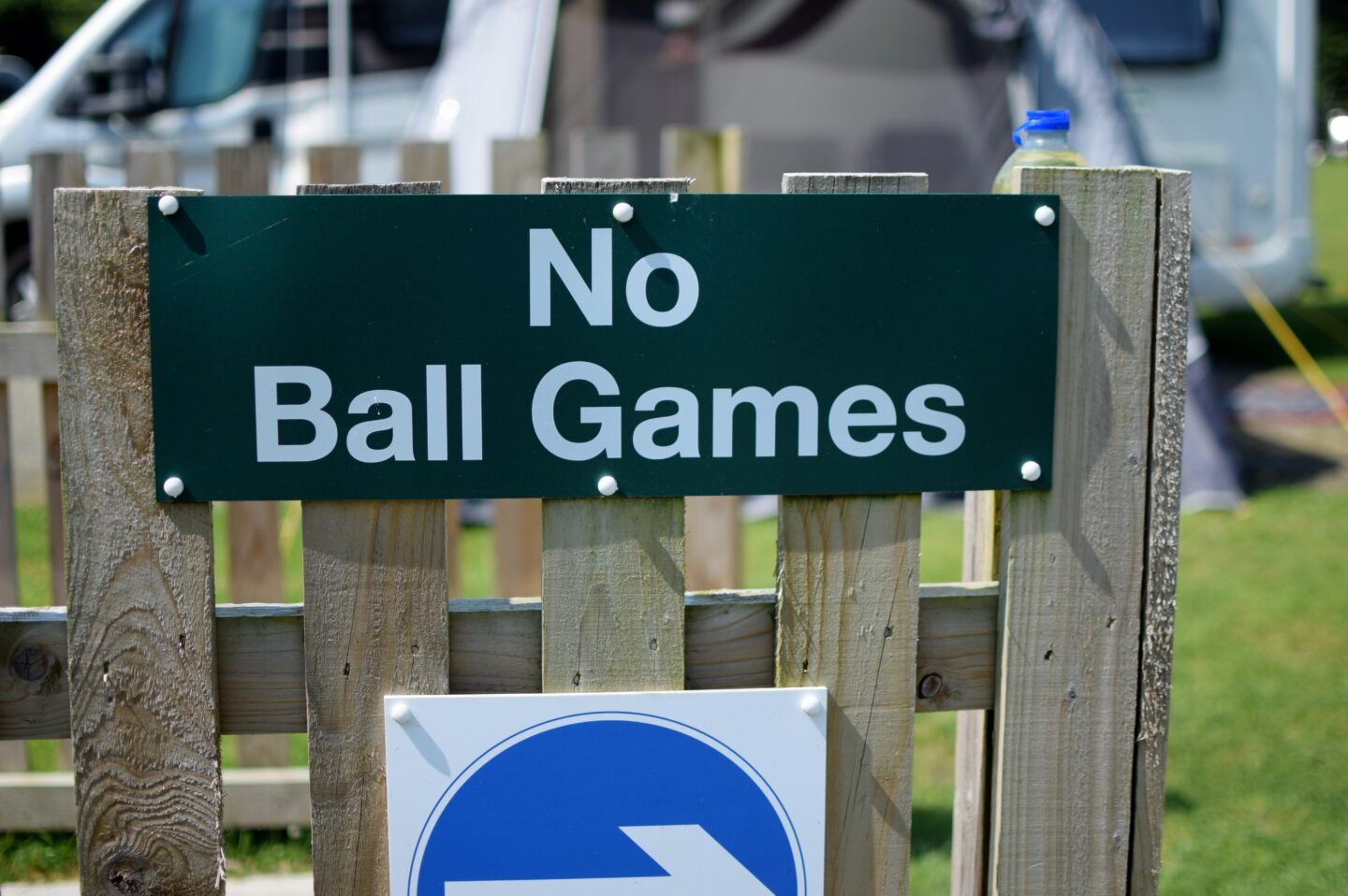 No ball games on campsite