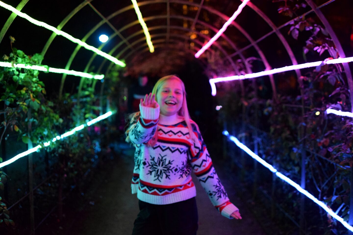 Amy in a tunnel of lights