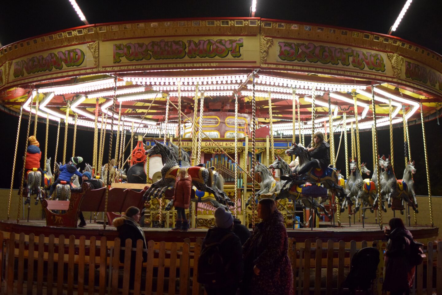 Fairground rides at Christmas at Dunham Massey