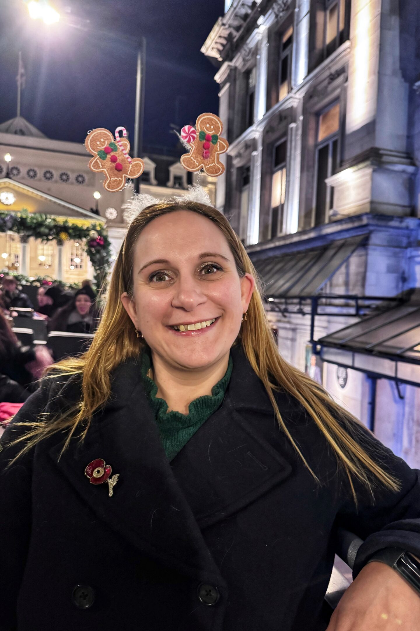 Francesca on the TOOTBus Christmas lights tour