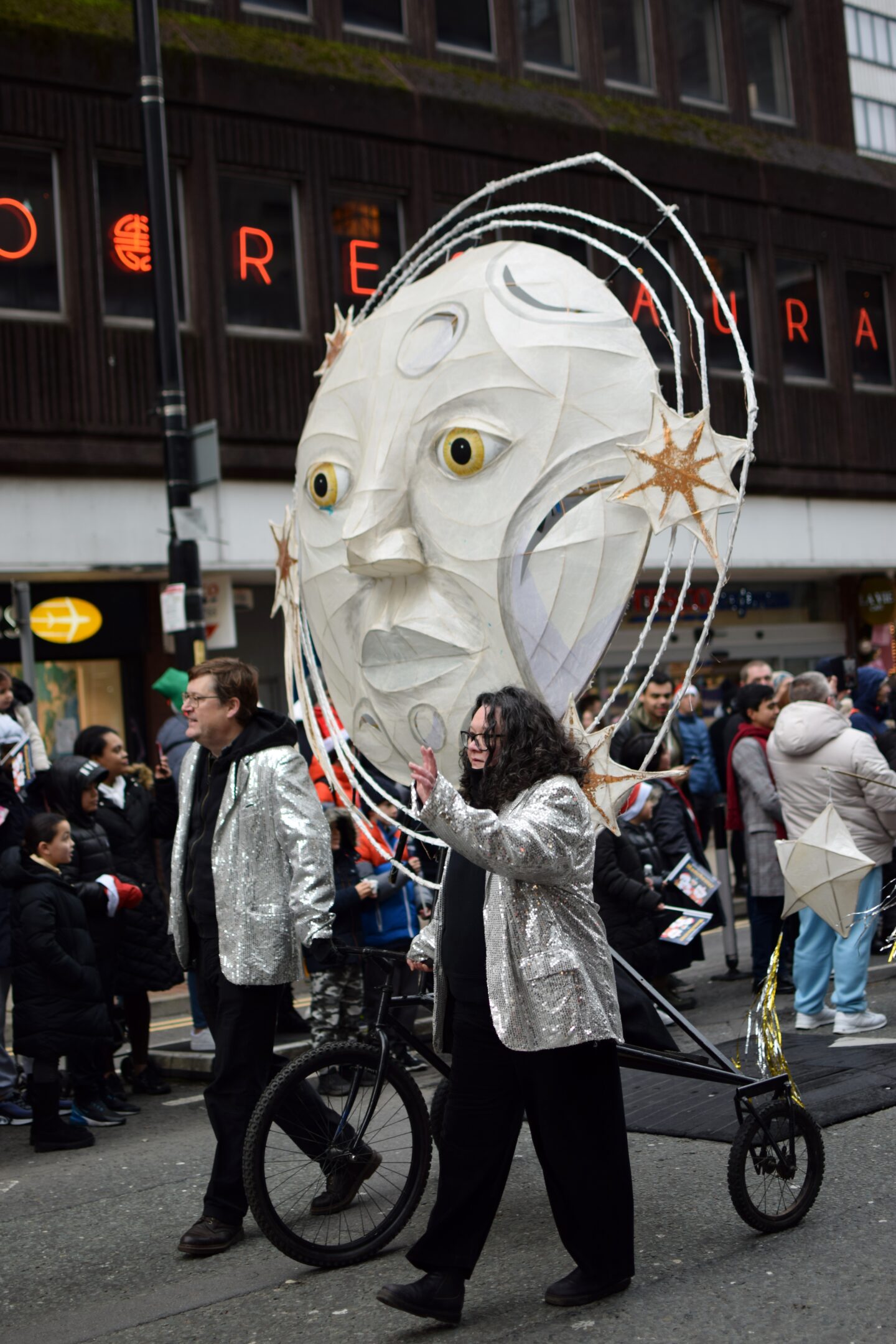 The moon on the Christmas Parade