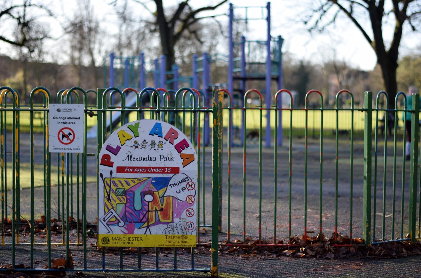 Play area for older kids at Alexandra Park, Manchester