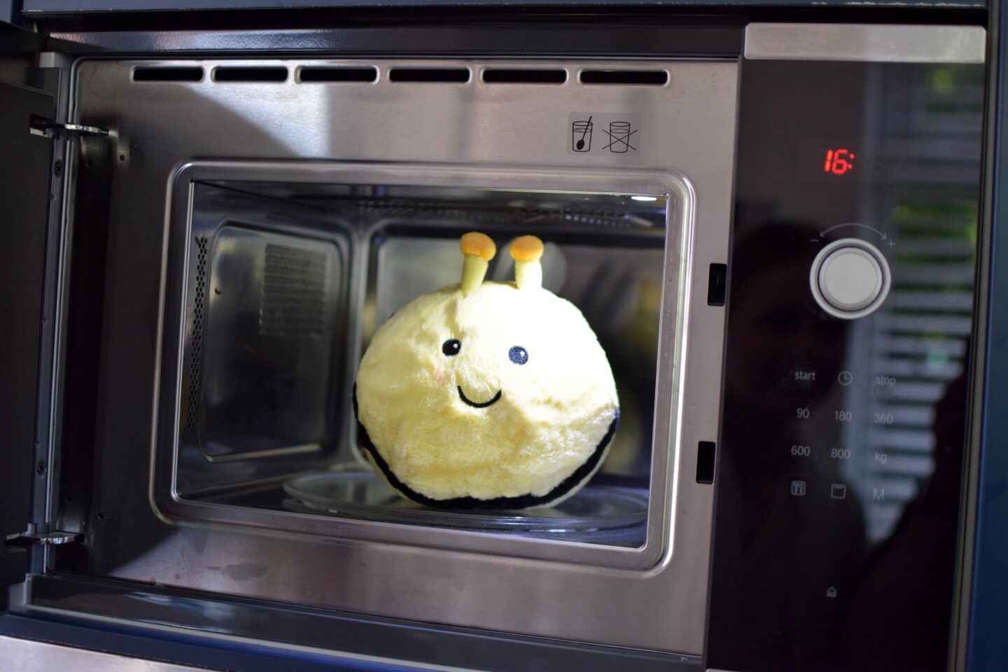 heated plush toy in the microwave
