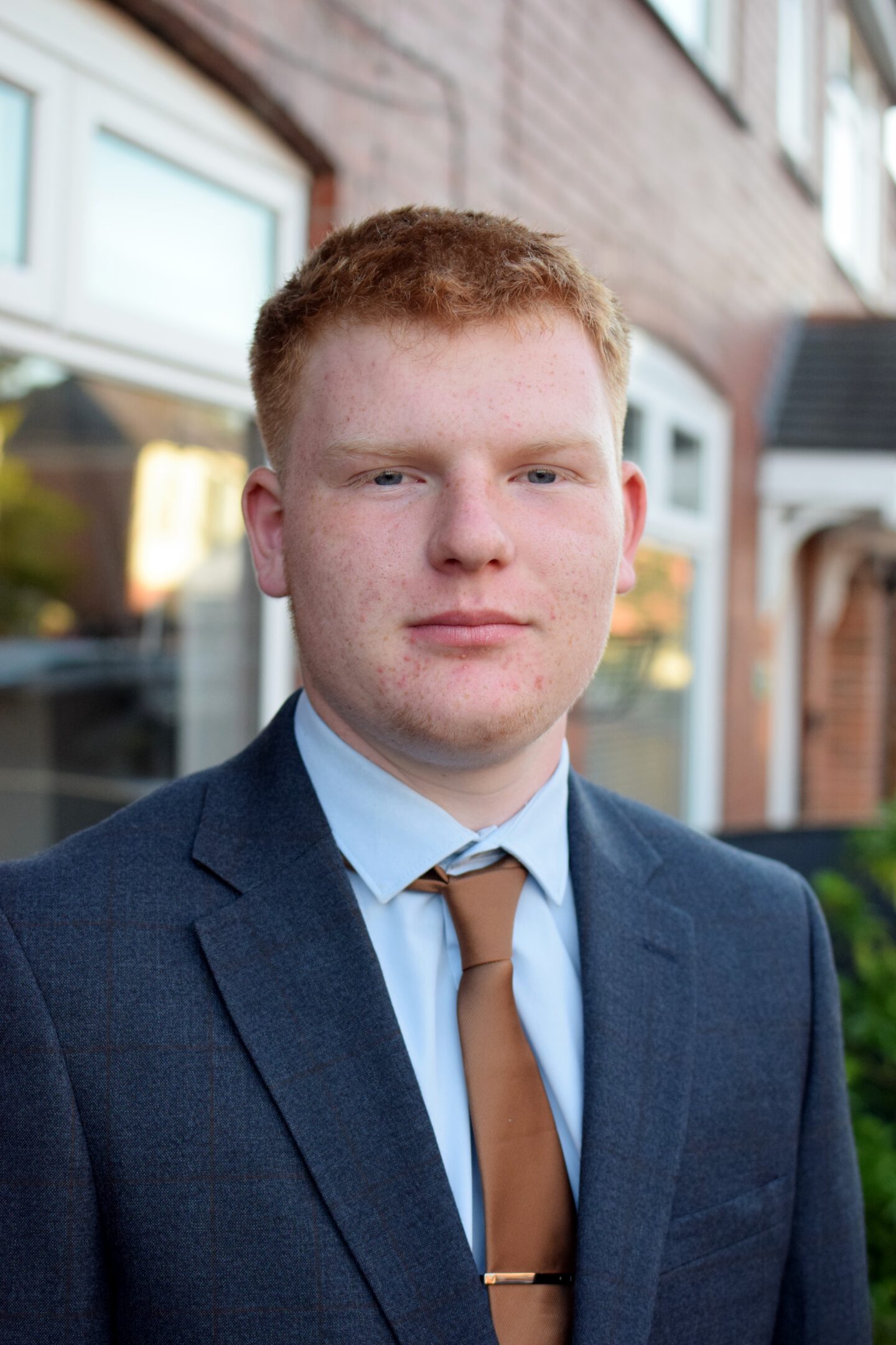 First day of 6th form - Ben in full suit and tie