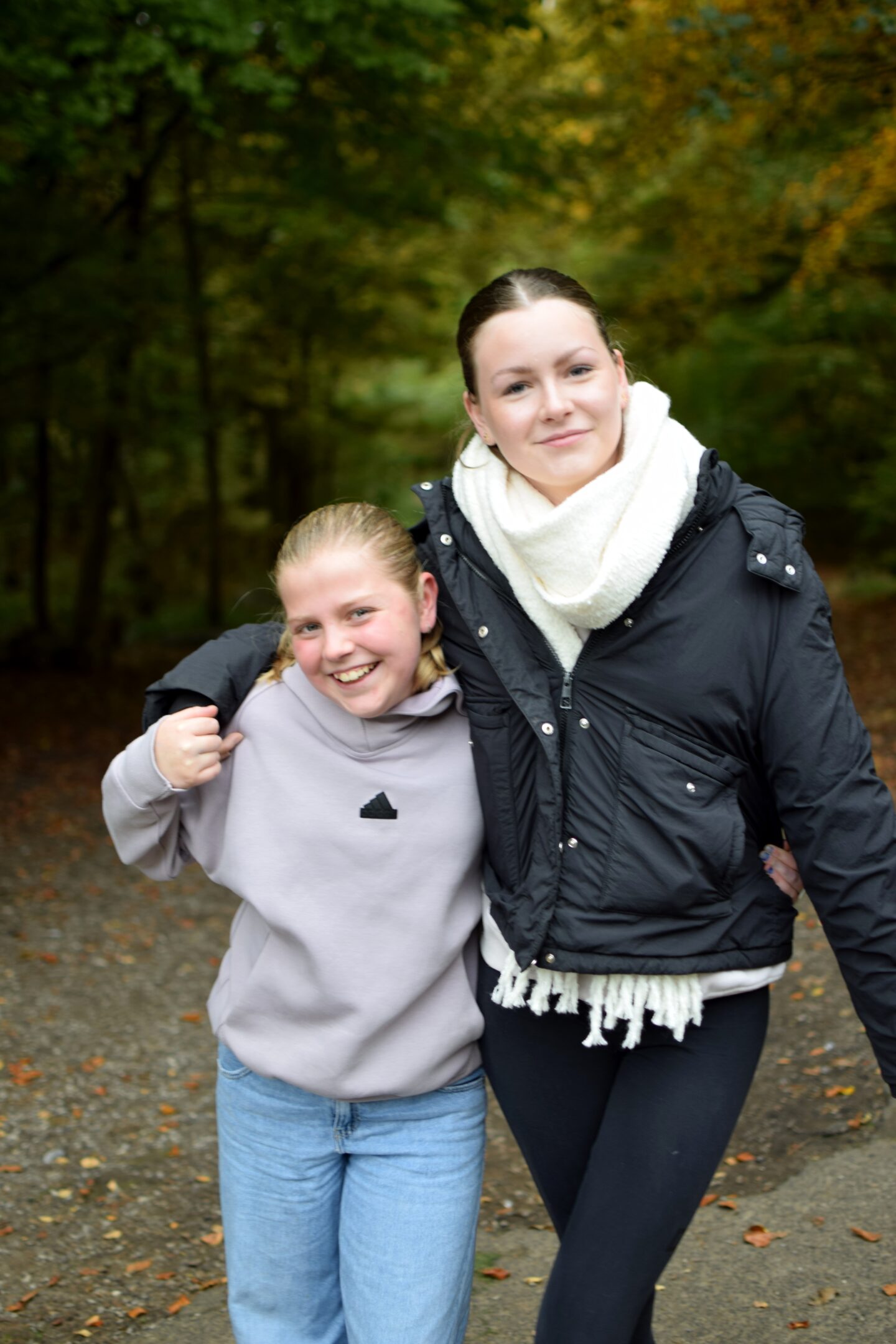 Amy and Chloe in Tandle Park in the autumn