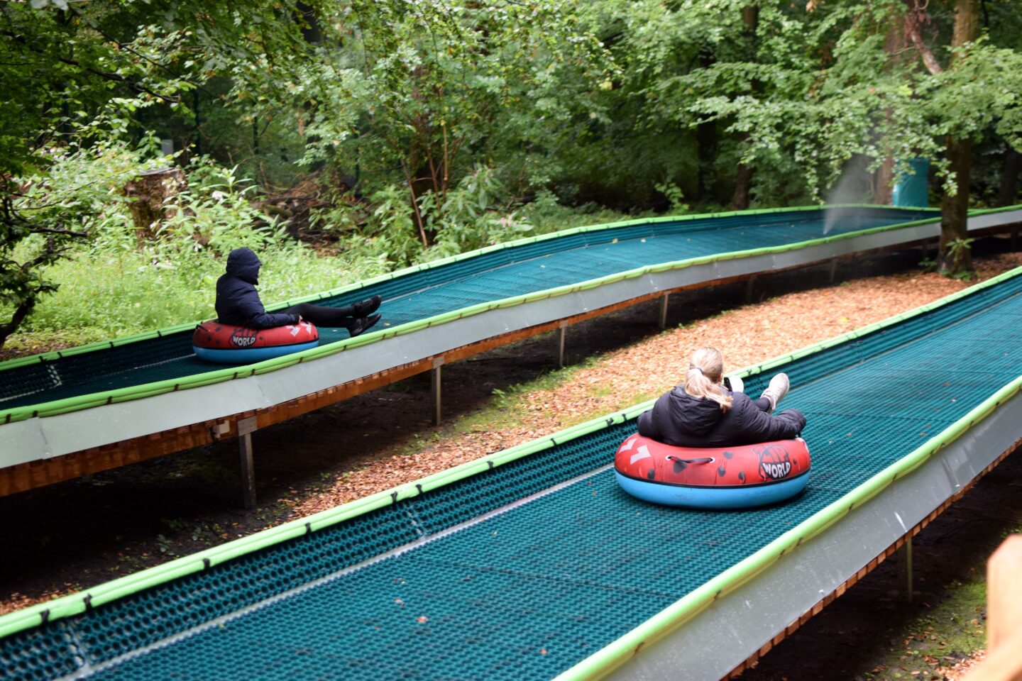 Slides next to each other for racing at Zip World
